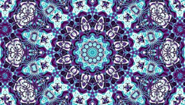 Soyut dijital geometrik desen. Yatay oryantasyon. Art Nouveau stilinde simetrik dekoratif süsleme deseni