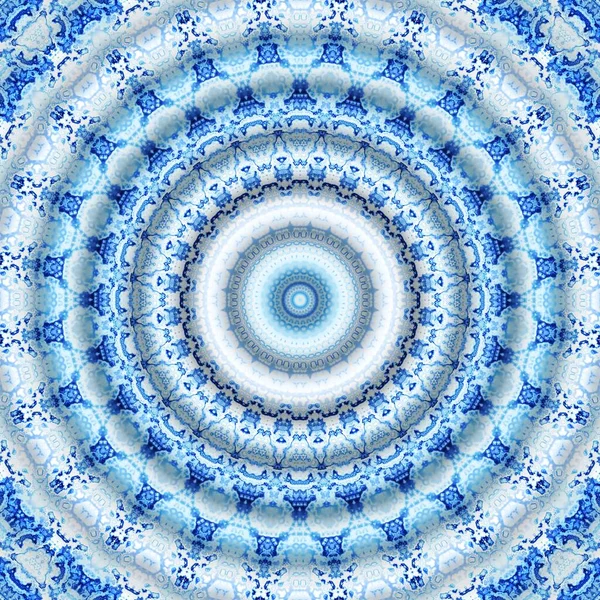 Abstrakt Digitalt Fraktalmönster Rund Mandala Dekorativa Prydnad Mönster Vita Och — Stockfoto