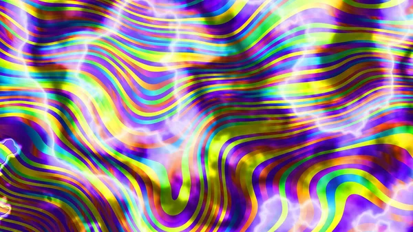 Patrón Fractal Digital Abstracto Patrón Ondulado Psicodélico Fondo Horizontal Con — Foto de Stock