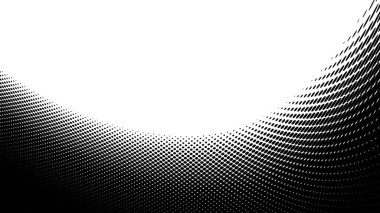 Soyut dijital fraktal model. Yatay arkaplan ve görünüm oranı 16: 9. Basit siyah ve beyaz dalgalı yarım ton deseni.