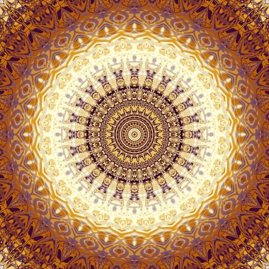 Soyut dijital fraktal model. Yuvarlak mandala dekoratif desen.