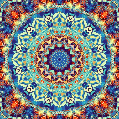 Soyut dijital fraktal model. Yuvarlak mandala dekoratif desen.