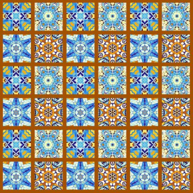 Karelerin soyut dekoratif desenleri. Mozaik sanat süsleme dokusu.