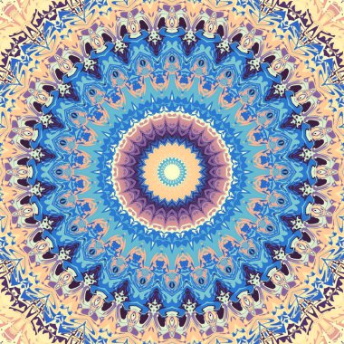 Soyut dijital fraktal model. Yuvarlak mandala dekoratif desen.