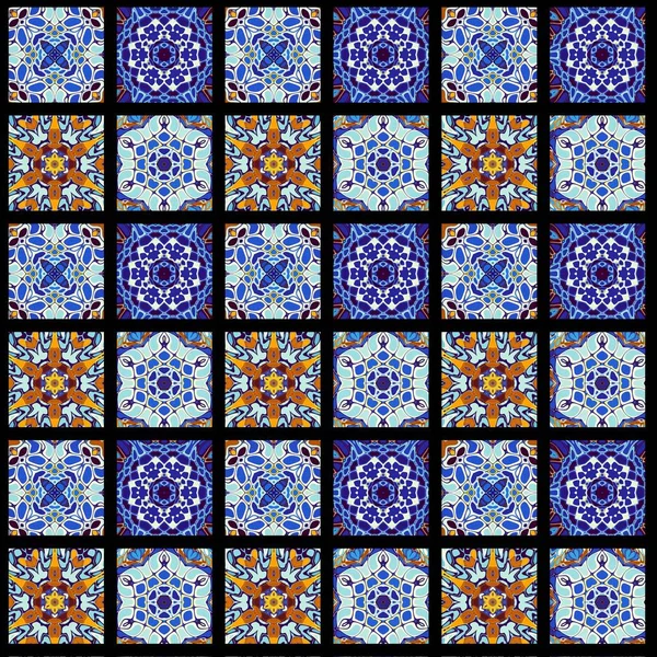 Karelerin Soyut Dekoratif Desenleri Mozaik Sanat Süsleme Dokusu — Stok fotoğraf