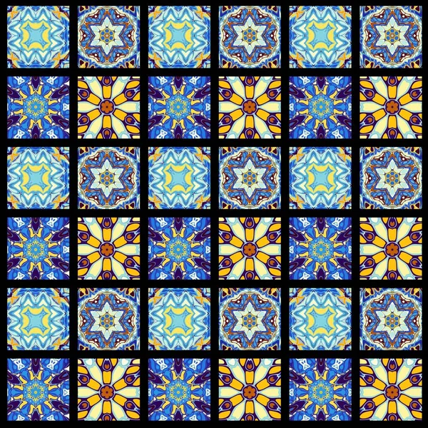 Patrón Decorativo Ornamental Abstracto Cuadrados Arte Mosaico Textura Ornamental —  Fotos de Stock