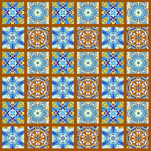 Patrón Decorativo Ornamental Abstracto Cuadrados Arte Mosaico Textura Ornamental — Foto de Stock
