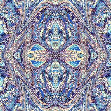 Soyut dijital sanat fraktal deseni. Art Nouveau stilinde simetrik dekoratif süsleme deseni