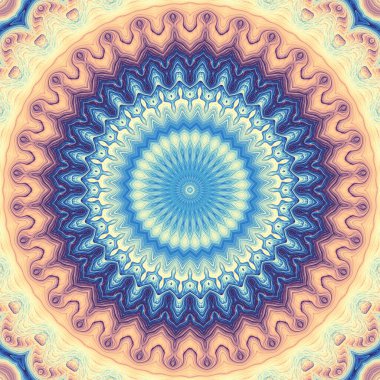  Soyut dijital fraktal model. Yuvarlak mandala dekoratif desen.