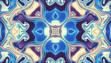 Soyut dijital fraktal model. Yatay oryantasyon. Art Nouveau stilinde simetrik dekoratif süsleme deseni