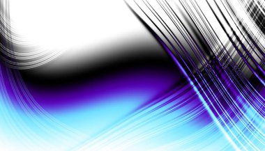 Soyut dijital fraktal model. Yatay oryantasyon. Boş beyaz arkaplanda eğri ince çizgiler.