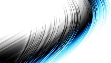 Soyut dijital fraktal model. Yatay oryantasyon. Boş beyaz arkaplanda eğri ince çizgiler.