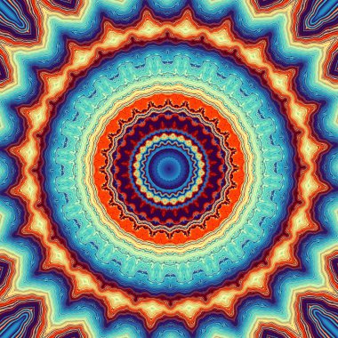 Soyut dijital fraktal model. Yuvarlak mandala dekoratif desen.