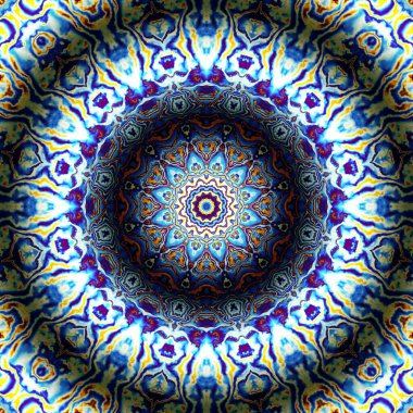 Soyut dijital fraktal model. Yuvarlak mandala dekoratif desen. Rahatlama taklidi.