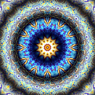 Soyut dijital fraktal model. Yuvarlak mandala dekoratif desen. Rahatlama taklidi.