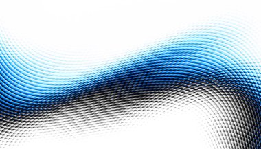 Soyut dijital fraktal model. Yatay oryantasyon. Beyaz arkaplanda çarpık mavi çizgi.
