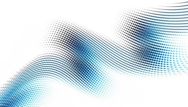 Soyut dijital fraktal model. Yatay oryantasyon. Beyaz arkaplanda çarpık mavi çizgiler.