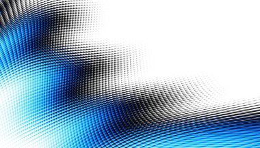 Soyut dijital fraktal model. Yatay oryantasyon. Beyaz arkaplanda çarpık mavi çizgiler.