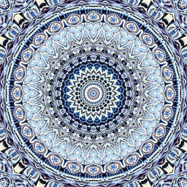 Soyut dijital fraktal model. Art Nouveau tarzında simetrik dekoratif süs deseni. Yuvarlak mandala dekoratif desen.