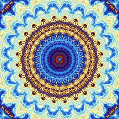 Soyut dijital fraktal model. Yuvarlak mandala dekoratif desen.