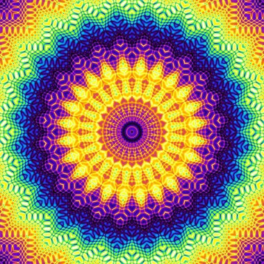 Soyut dijital fraktal model. Yuvarlak mandala dekoratif desen.