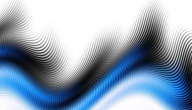 Soyut dijital fraktal model. Yatay oryantasyon. Beyaz arkaplanda çarpık mavi çizgiler.