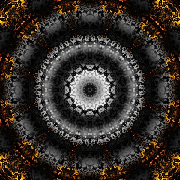 Abstract Digital Fractal Pattern Mandala Decorative Ornament Pattern Gold Pattern — Stock Photo, Image