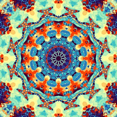 Soyut dijital fraktal model. Yuvarlak mandala dekoratif desen.