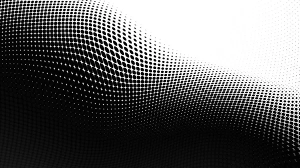 概要ディジタルフラクタルパターン 縦横比16 9の水平背景 シンプルな黒と白のハーフトーンパターン — ストック写真