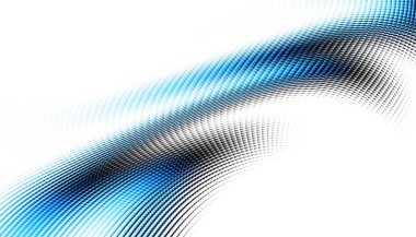 Soyut dijital fraktal model. Yatay oryantasyon. Beyaz arkaplanda çarpık mavi çizgi.