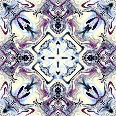 Soyut dijital fraktal model. Art Nouveau stilinde simetrik dekoratif süsleme deseni