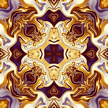 Soyut dijital fraktal model. Art Nouveau stilinde simetrik dekoratif süsleme deseni