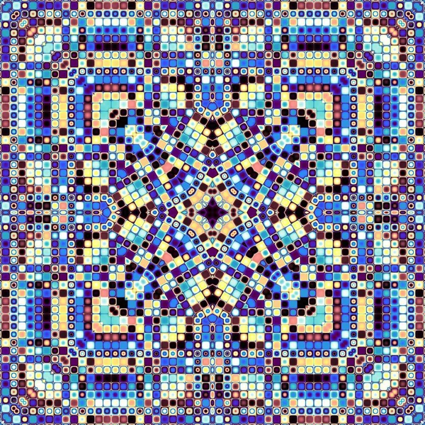 Αφηρημένο Ψηφιακό Φράκταλ Μοτίβο Συμμετρικό Τετράγωνο Μοτίβο Μωσαϊκού — Φωτογραφία Αρχείου