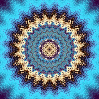 Soyut dijital fraktal model. Yuvarlak mandala dekoratif desen.