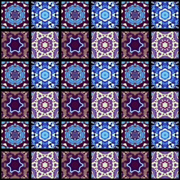 Abstraktes Muster Mosaikkunst Ornamentale Textur Nahtloses Quadratisches Muster — Stockfoto