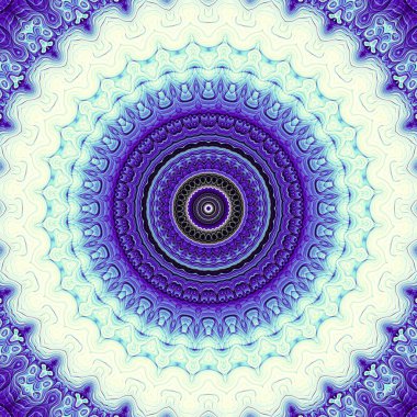 Soyut dijital fraktal model. Yuvarlak mandala dekoratif desen.