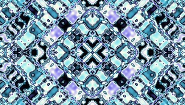 Abstrakt Digitalt Fraktalmönster Horisontell Inriktning Symmetrisk Geometrisk Prydnad — Stockfoto