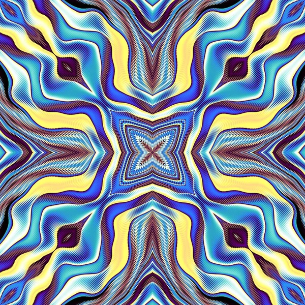 Abstraktes Digitales Fraktalmuster Symmetrisches Quadratisches Geometrisches Muster Aztekischen Stil — Stockfoto