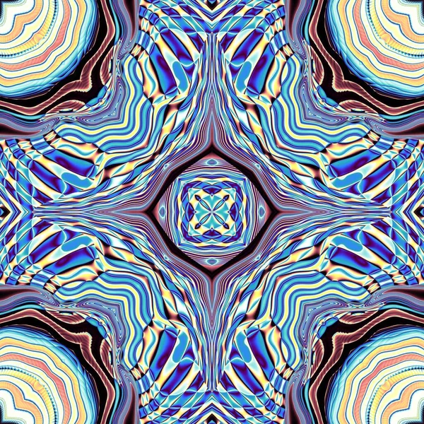 Padrão Fractal Digital Abstracto Padrão Geométrico Quadrado Simétrico Estilo Azteca — Fotografia de Stock