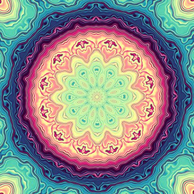 Soyut dijital fraktal model. Yuvarlak mandala dekoratif desen.