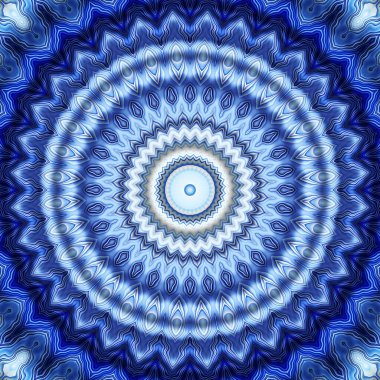 Soyut dijital fraktal model. Mavi mandala dekoratif desen.
