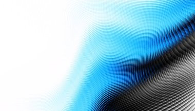 Soyut dijital fraktal model. Yatay oryantasyon. Beyaz arkaplanda çarpık mavi çizgiler.