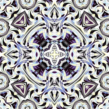 Soyut dijital fraktal model. Art Nouveau stilinde simetrik dekoratif süsleme deseni.