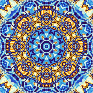 Soyut dijital fraktal model. Art Nouveau stilinde simetrik dekoratif süsleme deseni.