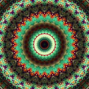 Soyut dijital fraktal model. Yuvarlak mandala dekoratif desen.
