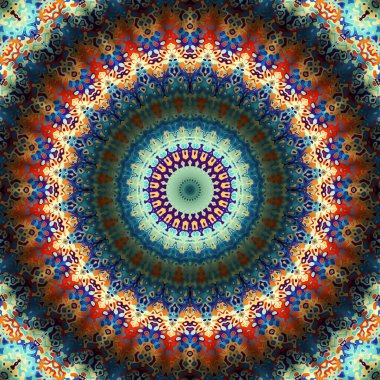 Soyut dijital fraktal model. Yuvarlak mandala dekoratif desen.