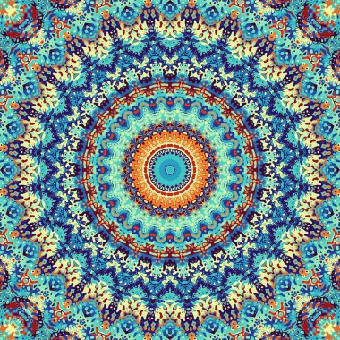 Soyut dijital fraktal model. Yuvarlak mandala dekoratif desen.