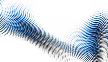 Soyut dijital fraktal model. Yatay oryantasyon. Beyaz arkaplanda çarpık mavi çizgiler.