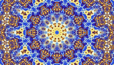 Soyut dijital geometrik desen. Yatay oryantasyon. Art Nouveau stilinde simetrik dekoratif süsleme deseni