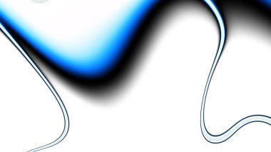 Soyut dijital fraktal model. Beyaz arkaplanda bulanık mavi dalgalı şekil.